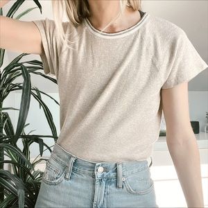 Madewell Westville Ringer Raglan Tee in Beige Size Large